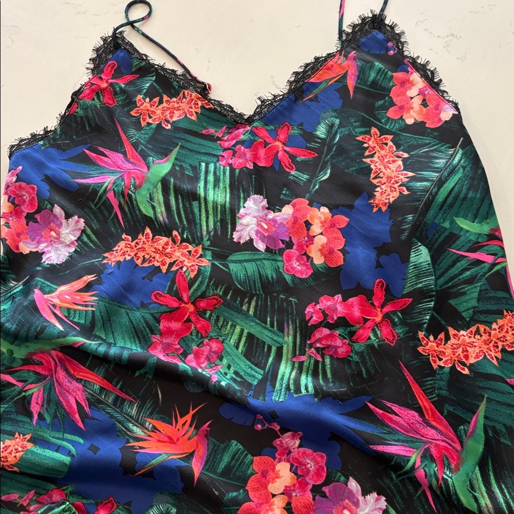 Victoria's Secret Tropical Floral Pajama Set with Satin Finish small